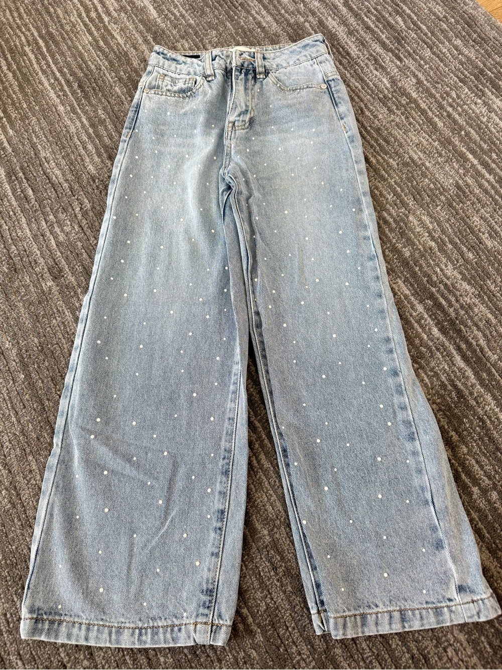Habitual Light Blue Jeans with White Dot Embellishments